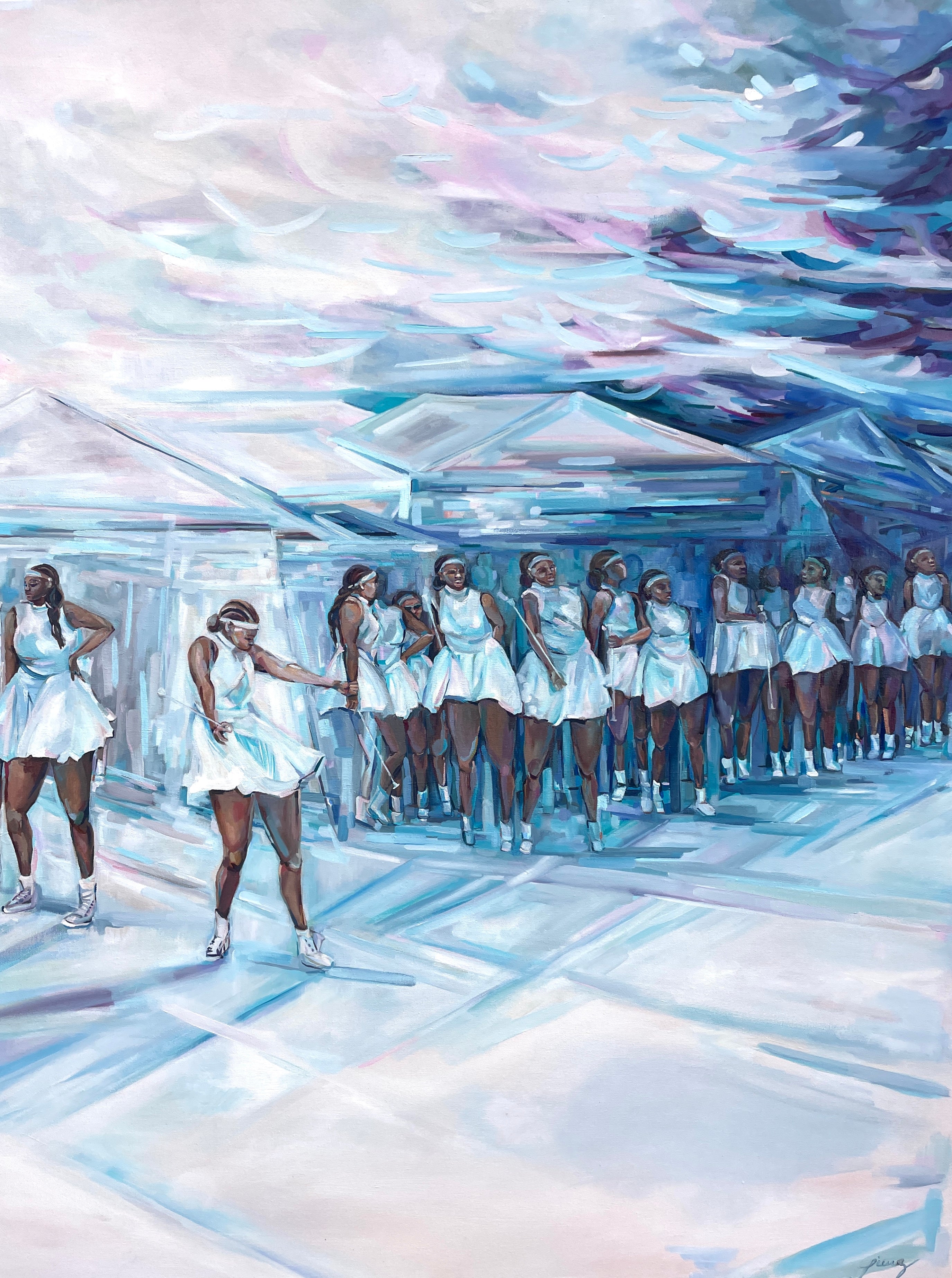 Young majorettes pause between performances during the Bermuda Day parade, one showing power and confidence